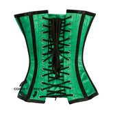 Green And Black Satin Gothic Corset Burlesque Overbust Top